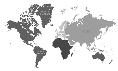 Gray scale world map vector-01,  world map, modern world map graphic, Countries Silhouettes Stock Illustrations, Vectors