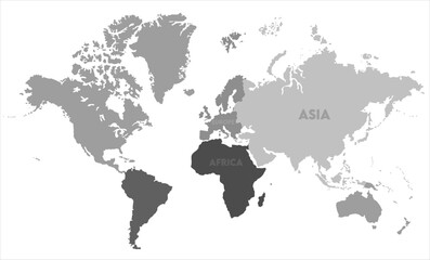 Grayscale world map vector-03,  world map, modern world map graphic, Countries Silhouettes Stock Illustrations, Vectors