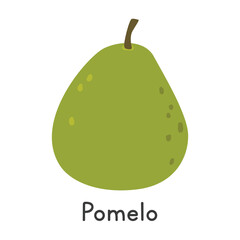Pomelo flat vector illustration. Green pomelo fruit cartoon clipart style isolated on white background. Common fruit and Citrus fruit concept