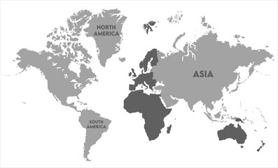 Grayscale world map vector-10,  world map, modern world map graphic, Countries Silhouettes Stock Illustrations, Vectors
