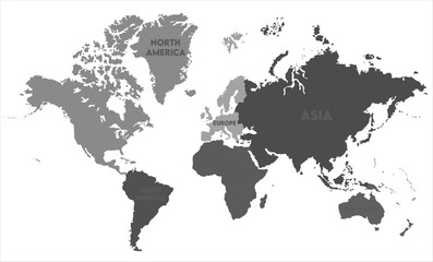 Grayscale world map vector-13,  world map, modern world map graphic, Countries Silhouettes Stock Illustrations, Vectors