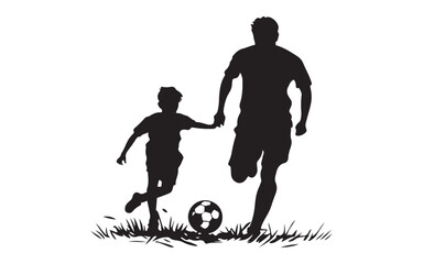 Father's Day silhouette of a family playing soccer