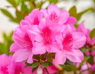 Obraz premium Bright Pink Azalea Blooms in the Garden