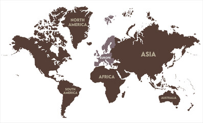 Obraz premium Minimalist world map vector-06, world map, modern world map graphic, Countries Silhouettes Stock Illustrations, Vectors