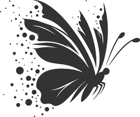 Vector illustration of a butterfly black drawing silhouette