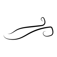 Wind line air swirl in doodle illustration style. Hand drawn doodle wind motion, smoke flow art, abstract line. Wave beach on Isolated vector illustration