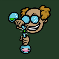 Crazy scientist cartoon vector illustration