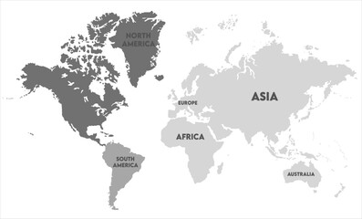 Obraz premium Political world map vector-15, world map, modern world map graphic, Countries Silhouettes Stock Illustrations, Vectors