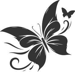 Vector illustration of a butterfly black drawing silhouette