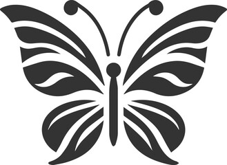 Vector illustration of a butterfly black drawing silhouette
