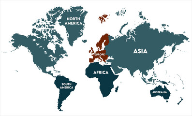 Fototapeta premium Vector global map-12, world map, modern world map graphic, Countries Silhouettes Stock Illustrations, Vectors