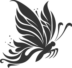 Vector illustration of a butterfly black drawing silhouette