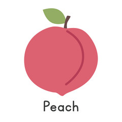 Peach flat vector illustration. Peach cartoon clipart style isolated on white background. Common fruit and Stone fruit concept
