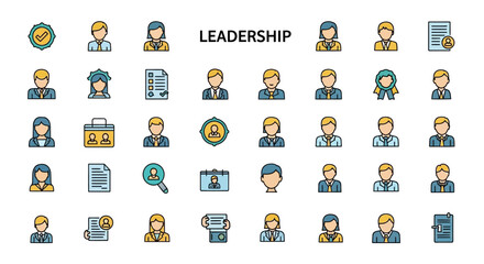 Fototapeta premium Leadership Icons Diverse Team, Management, and Success Symbols