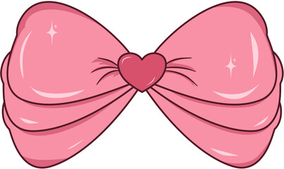 Elegant Pink Ribbon Bow Illustration, Pink Ribbon Bow for Decoration