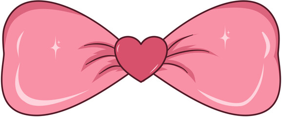 Elegant Pink Ribbon Bow Illustration, Pink Ribbon Bow for Decoration