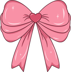 Elegant Pink Ribbon Bow Illustration, Pink Ribbon Bow for Decoration