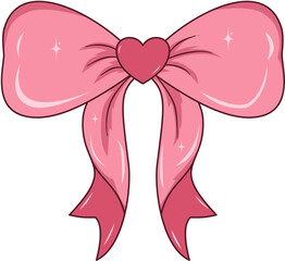 Elegant Pink Ribbon Bow Illustration, Pink Ribbon Bow for Decoration