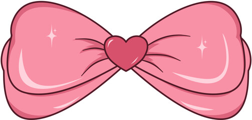 Elegant Pink Ribbon Bow Illustration, Pink Ribbon Bow for Decoration