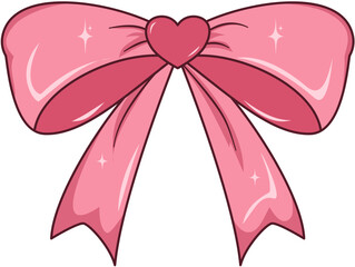 Elegant Pink Ribbon Bow Illustration, Pink Ribbon Bow for Decoration