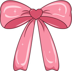 Elegant Pink Ribbon Bow Illustration, Pink Ribbon Bow for Decoration