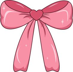 Elegant Pink Ribbon Bow Illustration, Pink Ribbon Bow for Decoration