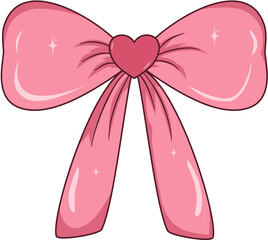 Elegant Pink Ribbon Bow Illustration, Pink Ribbon Bow for Decoration
