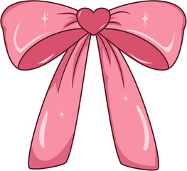 Elegant Pink Ribbon Bow Illustration, Pink Ribbon Bow for Decoration