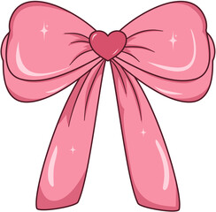 Elegant Pink Ribbon Bow Illustration, Pink Ribbon Bow for Decoration