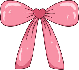 Elegant Pink Ribbon Bow Illustration, Pink Ribbon Bow for Decoration