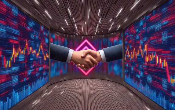 Business handshake in a digital data tunnel