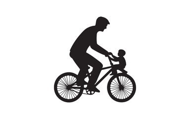 Fototapeta premium Father's Day silhouette of a girl with a bike
