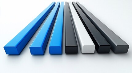 Colorful Geometric Bars Array, A Modern Abstract Design with Blue, Black, White, and Grey