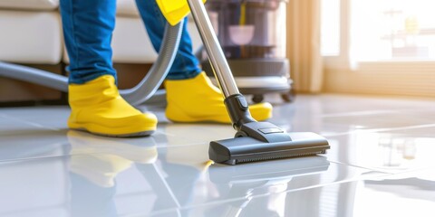 Vacuuming the Floor: Household Cleaning Routine