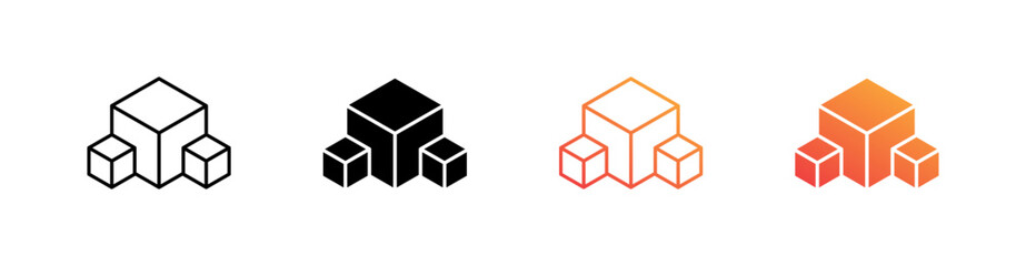 Cube Multiple Style Icon Set 