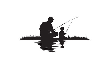 Father's Day silhouette of a man fishing