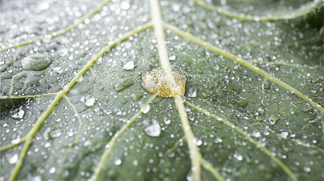 Snail on Wet Leaf