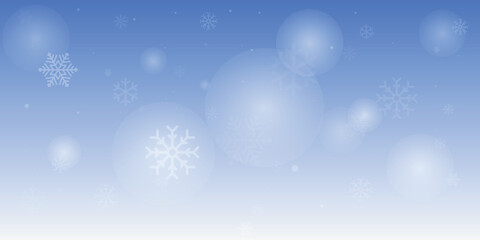 Winter background, snowflakes on a beautiful background, Christmas background for cards, snowfall. Snowy nature landscape, winter with gradient blue