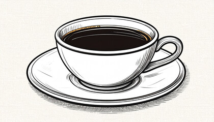 A steaming cup of coffee sits on a saucer a perfect morning beverage illustration