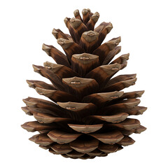 Dark pine cone with natural rough texture, isolated seasonal decoration for nature visuals, eco art, and holiday scenes