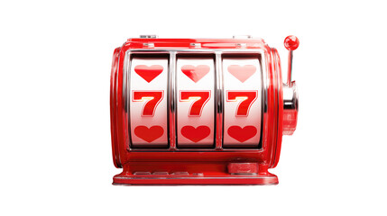 hearts and 7's valentines themed slots machine reel, transparent background