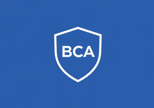 BCA on Shield Shape White Logo on Blue Background