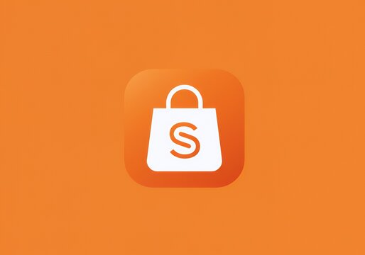 Shopee Shopping Bag Logo on Orange Background &ndash; E-commerce and Online Marketplace Icon