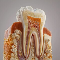 Cross-Section of a Human Tooth with Detailed Anatomy