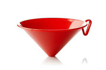Bright Red Plastic Funnel with Handle Ideal for Industrial Use or DIY Projects