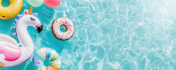 Summer Pool Party Fun: Inflatable Toys and Water Reflections