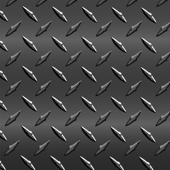 Seamless metal diamond plate texture with 3D raised patterns and dark gradient, ideal for industrial, automotive, or construction-themed backgrounds and designs.