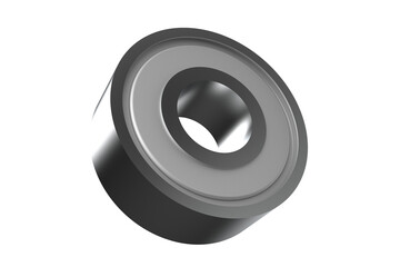 Shiny metallic ball bearing, a precision mechanical component, rendered in high definition on a PNG Transparent HD Background. Ideal for technical designs and engineering projects, isolated for easy