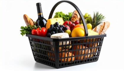 Basket food wine cheese fruit gourmet picnic fresh
