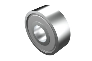 Shiny metallic ball bearing, a precision mechanical component, rendered in high definition on a PNG Transparent HD Background. Ideal for technical designs and engineering projects, isolated for easy